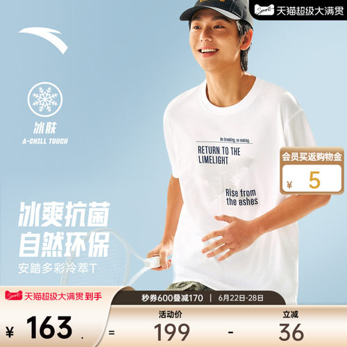 安踏男子冰丝运动休闲短袖夏季T