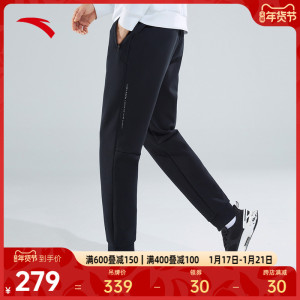 安踏运动裤男秋季针织休闲黑色跑步束脚裤运动长裤子152317317
