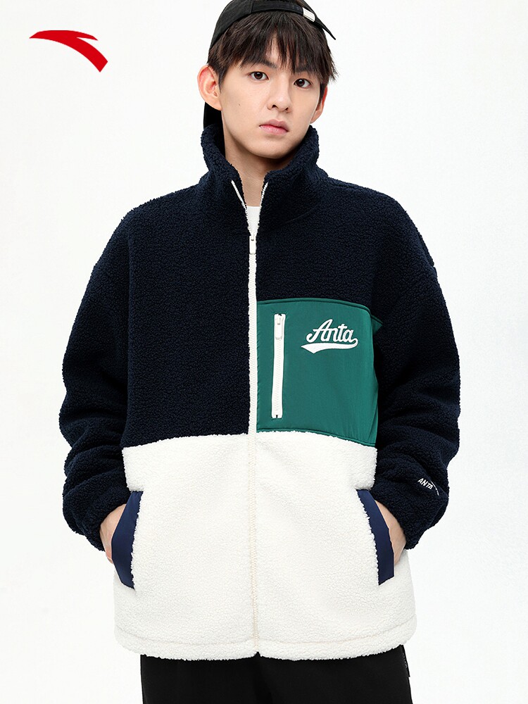 ANTA 양고기 벨벳 접합 두꺼운 벨벳 재킷 남자 겨울 새로운 유행 야구 유니폼 탑 152348709