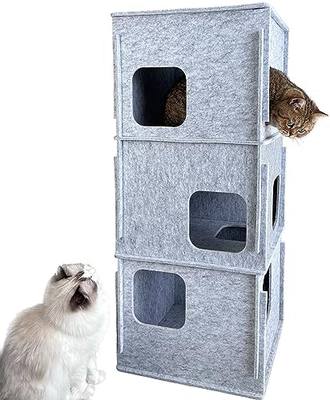 CIKGAFR 3-Storey Felt Cat Houses&Condos  Peekaboo Cat Cave