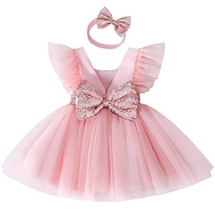 Butterfly Sequins Bowknot Girl Dress KLFFLGID Infant Baby