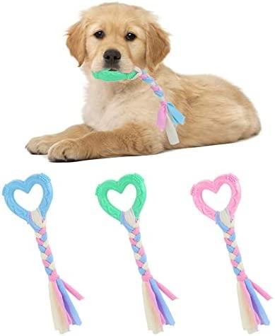 tiesome puppy teething toys with cotton ropes  3 pcs rubber