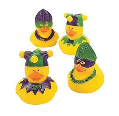 Mardi Gras Duckies - Bulk Set of 12 Rubber Ducks - Parade an