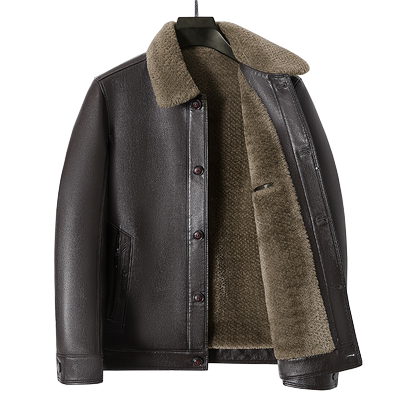 爸爸皮衣冬装加绒加厚