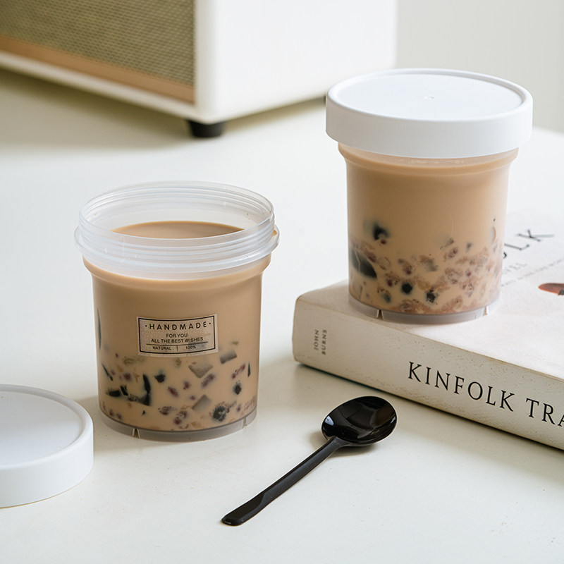 烧仙草杯子专用一次性拧盖奶茶甜品水果捞烤梨杯打包盒布丁杯罐子
