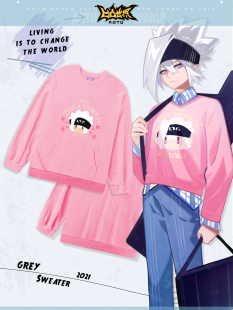 绣花套头格瑞粉色宽松卫衣圆领 男女款 七创社 凹凸世界2021年秋季