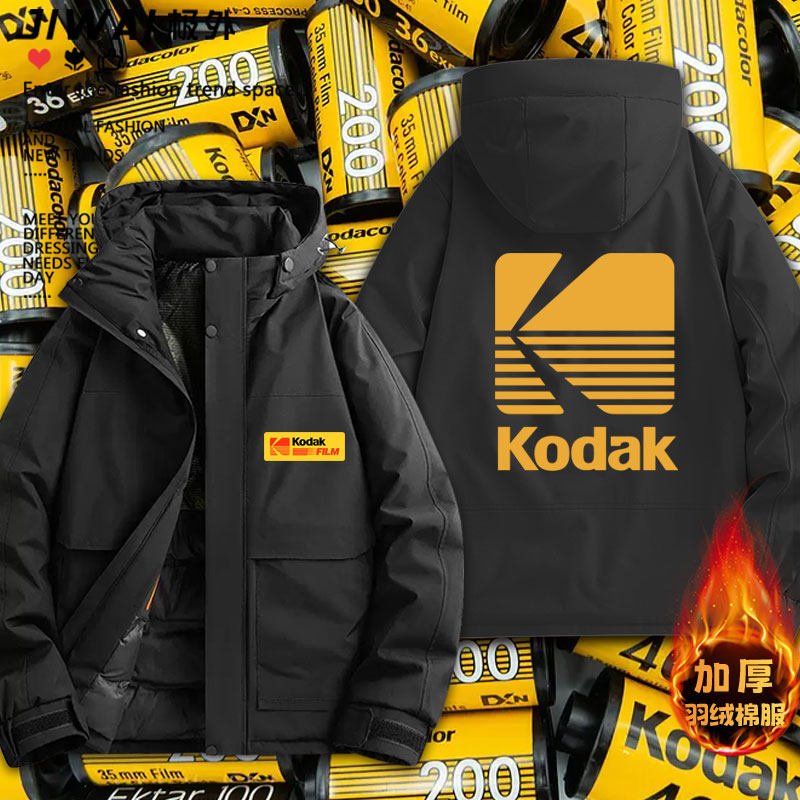柯达加厚保暖棉服Kodak黑白胶卷摄影师单反相机发烧友男女棉衣