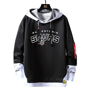 马刺队飘带连帽卫衣男女邓肯德罗赞帕克篮球运动休闲长袖外套上衣