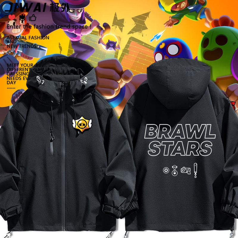 荒野乱斗BrawlStars宙斯红拇指周边三合一冲锋衣男女秋冬外套
