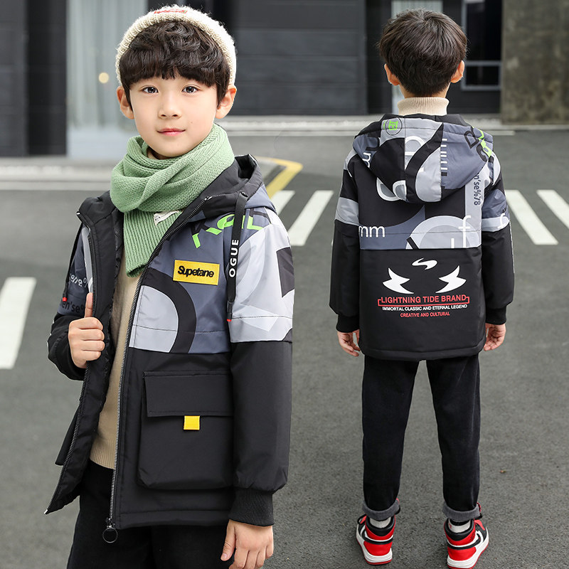 男童夹棉加厚棉风衣外套冬装儿童6七八8九11十12岁大童男孩15帅气