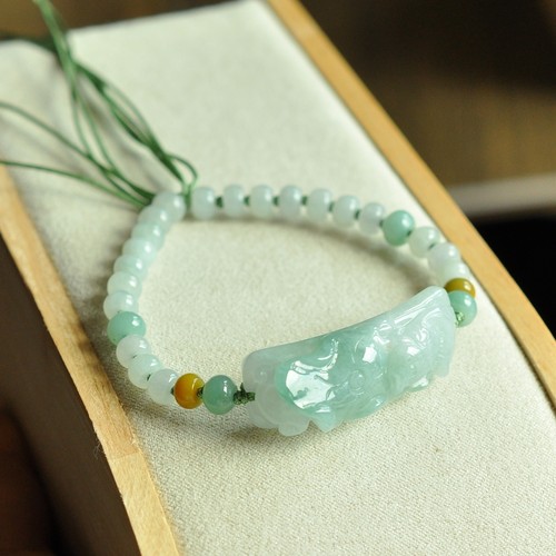 A货翡翠老坑如意长寿桃手牌手链