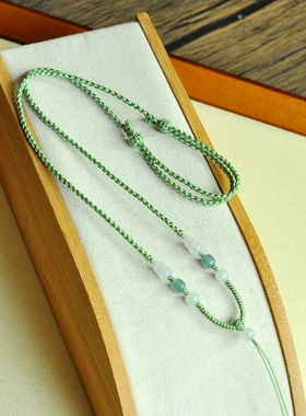 sz073天然A货翡翠纯手工编织本命年调节项链挂绳百搭简约玉坠绳