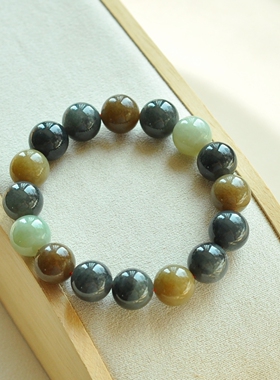 天然和田玉楼兰色12MM圆珠手串