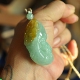 ys01老坑冰润黄加绿双彩龙凤保真正品 天然缅甸A货翡翠吊坠玉坠