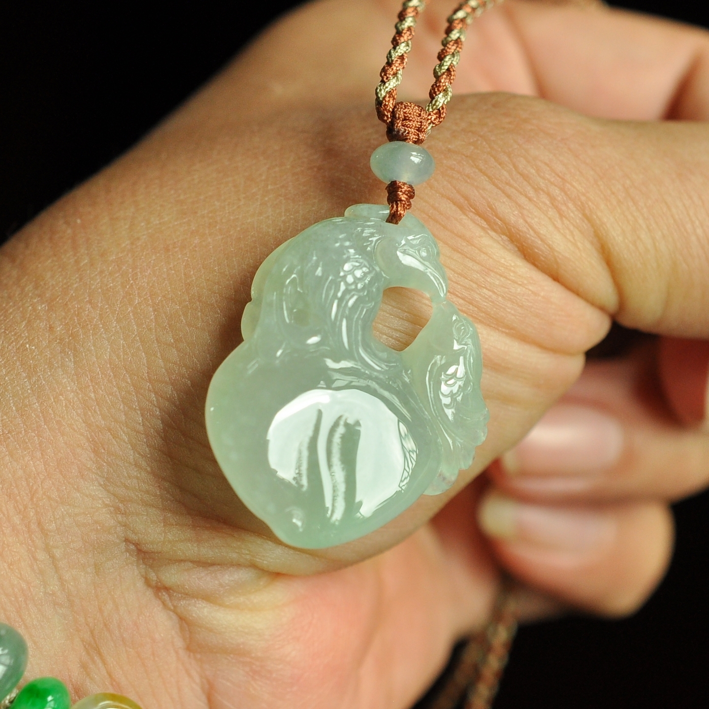 老坑雪花棉鹦鹉寿桃缅甸A货翡翠