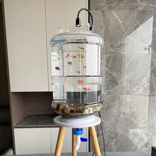 18.9升矿泉水桶养鱼支架改装底部放水阀上过滤透明纯净水桶养鱼缸