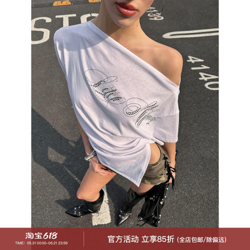 0122stepll高个子辣妹斜肩T恤