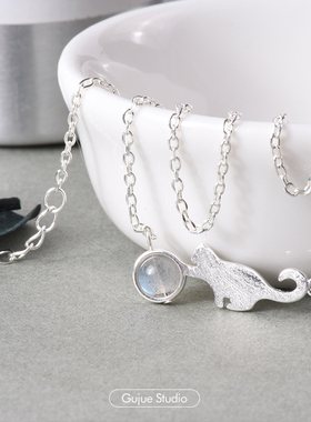 个球s925女生可爱甜美风灰月光石