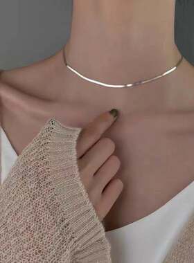 古觉925通体纯银项链港风蛇骨链