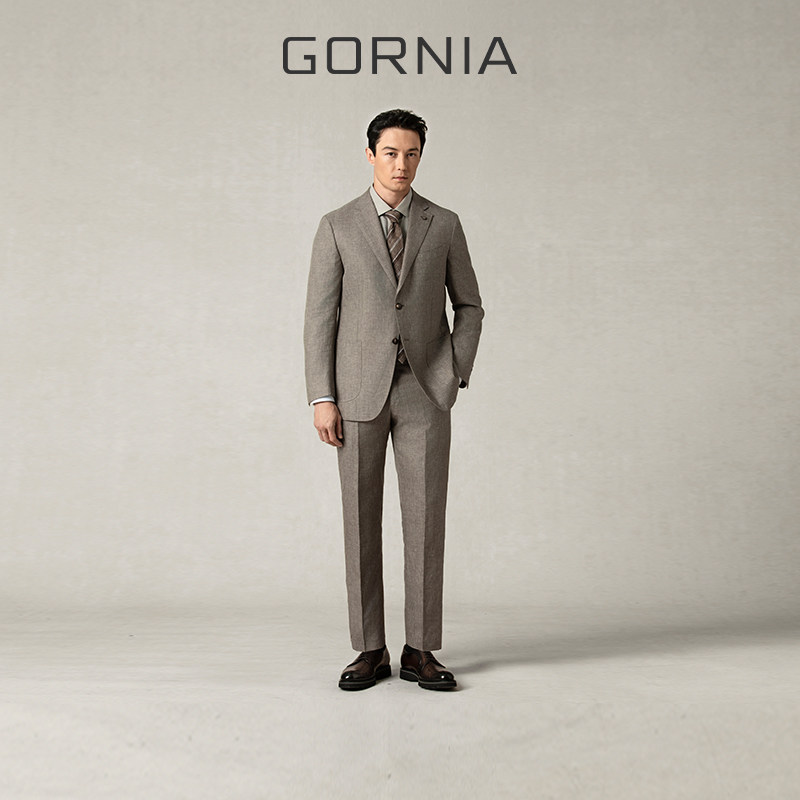 GORNIA/格罗尼雅通勤西服意大利进口面料桑蚕丝羊毛混纺男士外套