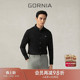 100%棉时尚 GORNIA 衬衫 长袖 翻领黑色商务通勤衬衣 格罗尼雅男士