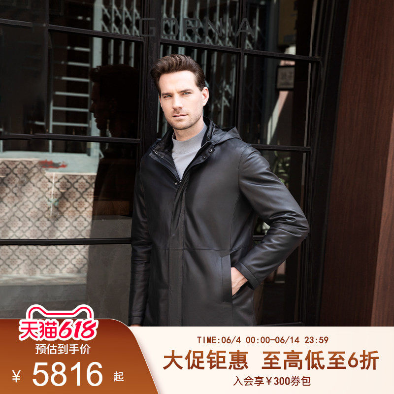 GORNIA/格罗尼雅男士皮衣羊皮革羽绒时尚商务舒适中年夹克外套