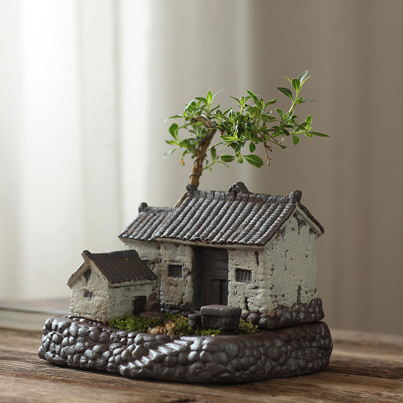 陶瓷懒人花盆绿植文竹室内