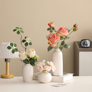 简约陶瓷花瓶摆件客厅插花高级感仿真花轻奢桌面电视柜装饰品摆件