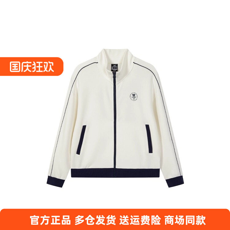 361度正品女士开襟卫衣立领新品2025秋春休闲拼色时尚运动外套女