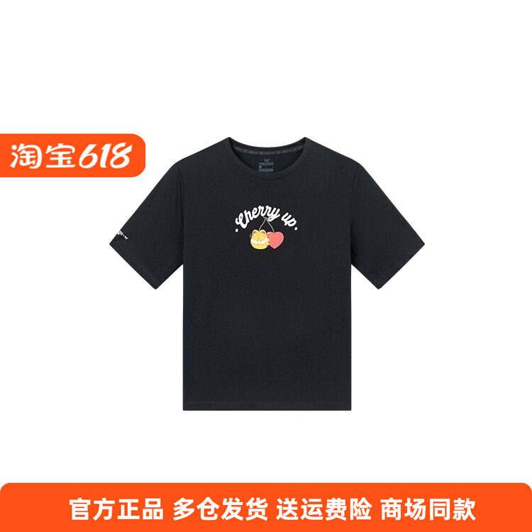 加菲猫联名361度正品短袖2025夏季新品t恤衫女圆领纯棉半袖上衣女 - 实物图
