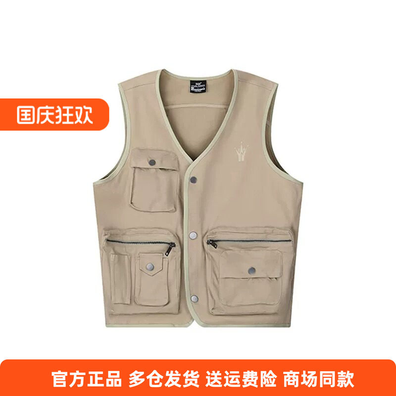 361°正品男士运动单马甲新品2026春秋多口袋篮球休闲背心V领马夹