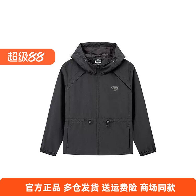 361°正品女士连帽单风衣防风新品2026春秋简约休闲跑步运动外套