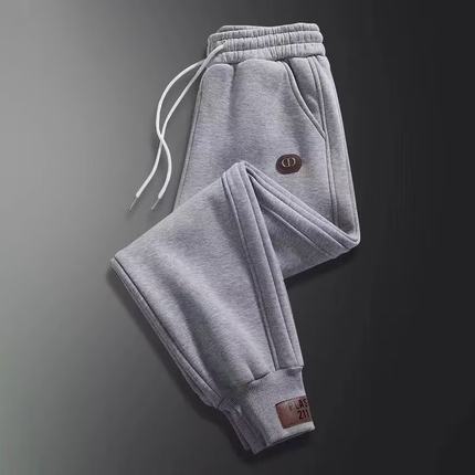 男士休闲裤冬季加绒加厚潮牌新品九分秋季潮流百搭灰色束脚运动裤