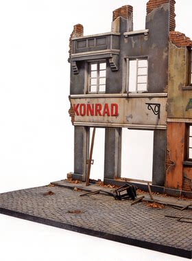 1/35树脂素体白模，二战战损建筑场景（长22cmX宽17CmX高22cm）