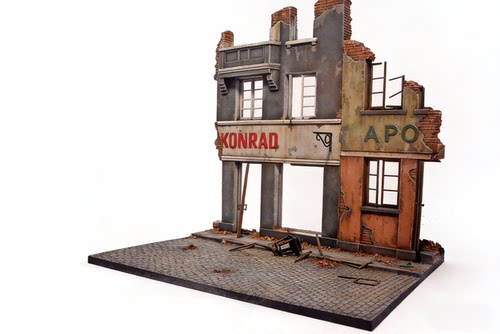 1/35树脂素体白模，二战战损建筑场景（长22cmX宽17CmX高22cm）