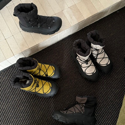 桑坡村皮毛一体雪地靴女靴羽绒靴绑带时尚百搭潮流靴