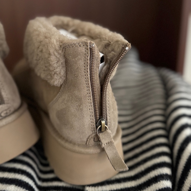 厚底拉链雪地靴增高靴子