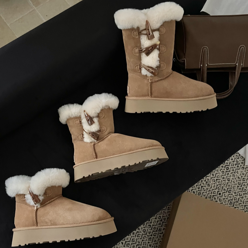 厚底雪地靴翻毛时尚靴毛毛靴