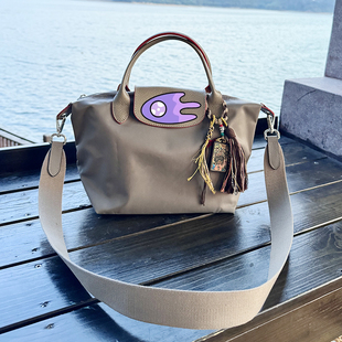 适用珑骧70周年奶茶棕灰棕色小号改造肩带编织肩带民族风宽肩带