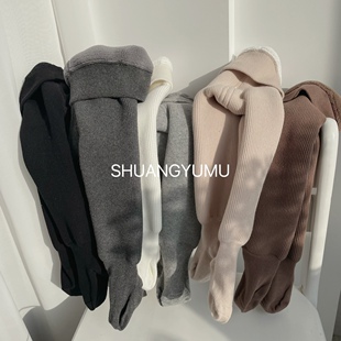 女童裤袜冬季加绒加厚儿童纯色条纹打底裤女童秋冬外穿保暖连裤袜