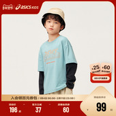 宽松假两件卫衣长袖 T恤新 亚瑟士童装 舒适春季 商场同款 ASICS