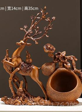 高档福鹿福进门口禄玄关居钥匙纳摆件轻奢客厅家电收视柜鹿装饰品