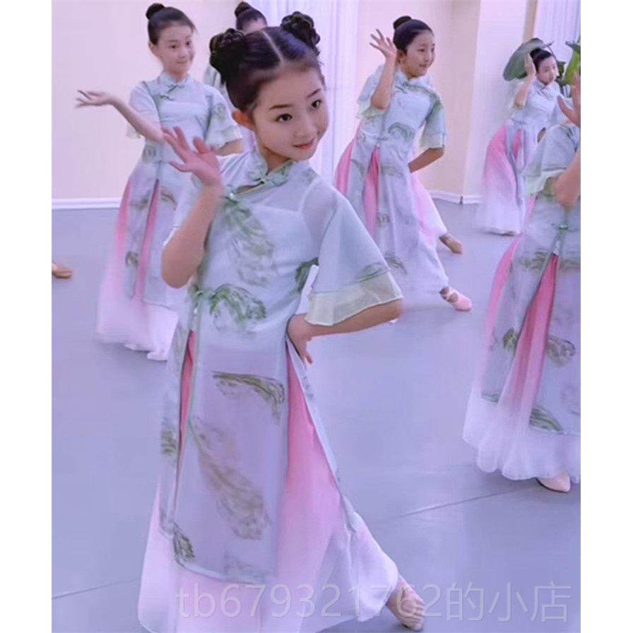 高档儿童古服典舞儿表演服装少小月同款冠玉舞蹈服装儿童旗袍表演