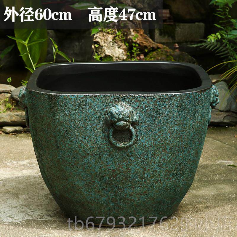 高档景流德镇粗陶陶瓷鱼睡莲盆荷花大缸盆碗莲缸缸彷石水缸金鱼水