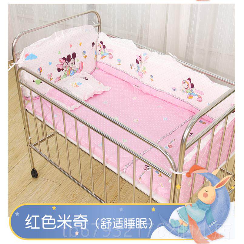 高档不锈钢婴儿床环保无漆无可宝BB味新生儿宝游戏床家用带滚轮移