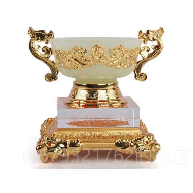 高档富玉碗金镶玉摆件家乔入伙新居礼品迁居玄关电视酒柜装贵饰品