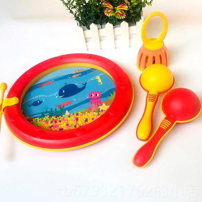 高档婴红色海浪鼓乐儿沙锤笼铃铛儿童健宝园早教具音乐奥尔夫幼打