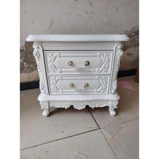 高档欧式覆古雕花实木床头古胡典深奢华高档卧室床边柜柜收纳柜桃