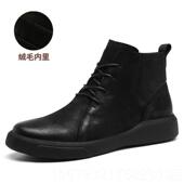 男帮鞋 英伦休闲皮鞋 棉丁 雪地靴中搭高短靴子百男士 高档马靴男冬季