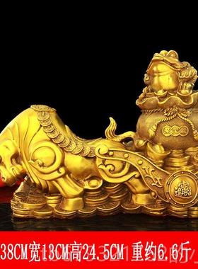 高档纯黄铜牛拉车摆件牛拉室元宝车肖牛家办公生装饰居工艺品桌面